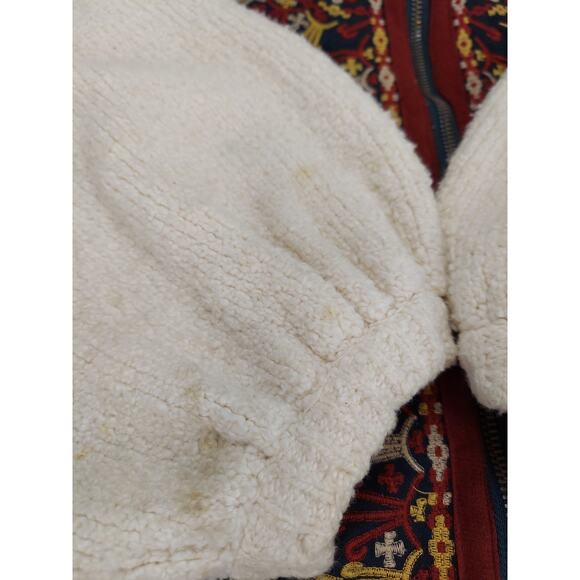 Free People Oversized Boho Boucle Bell Two Faced Embroidered Blue Red Jacket S - Picture 9 of 15